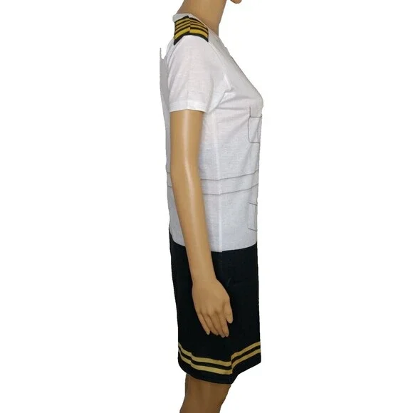 “Faux Real” Womens Small Dress Up Captain Halloween Costume Photorealistic Shirt - Picture 2 of 7